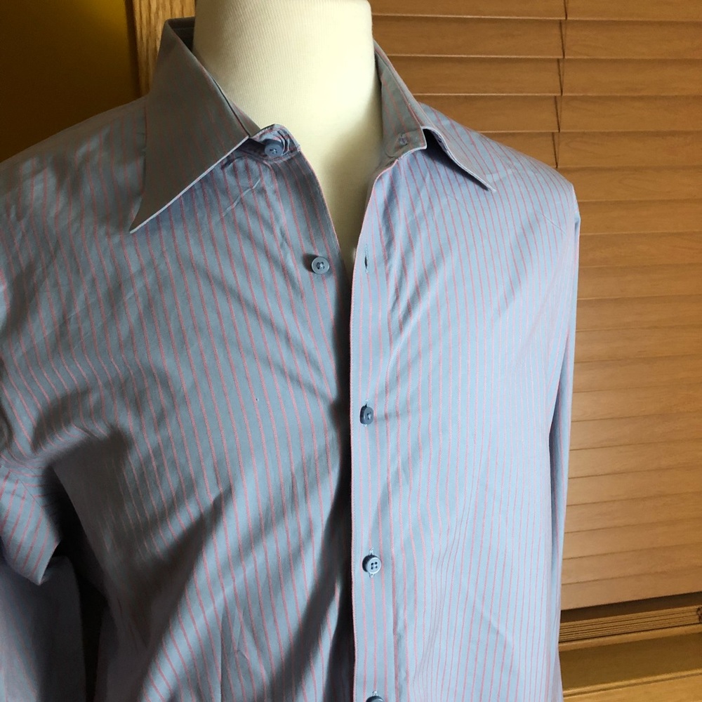 Gene Meyer Pinstripe Button Down Dress Shirt 16.5